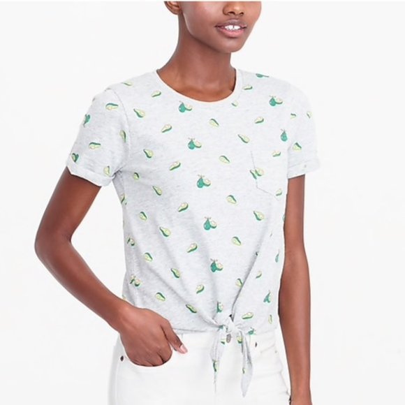 🥑 J. Crew Avocado Tie Waist Tee 🥑 - Picture 1 of 5